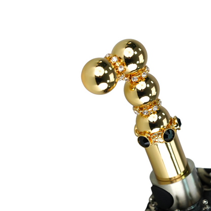 Baroque Elegance Ladies Folding Umbrella with Gold-Plated Handle