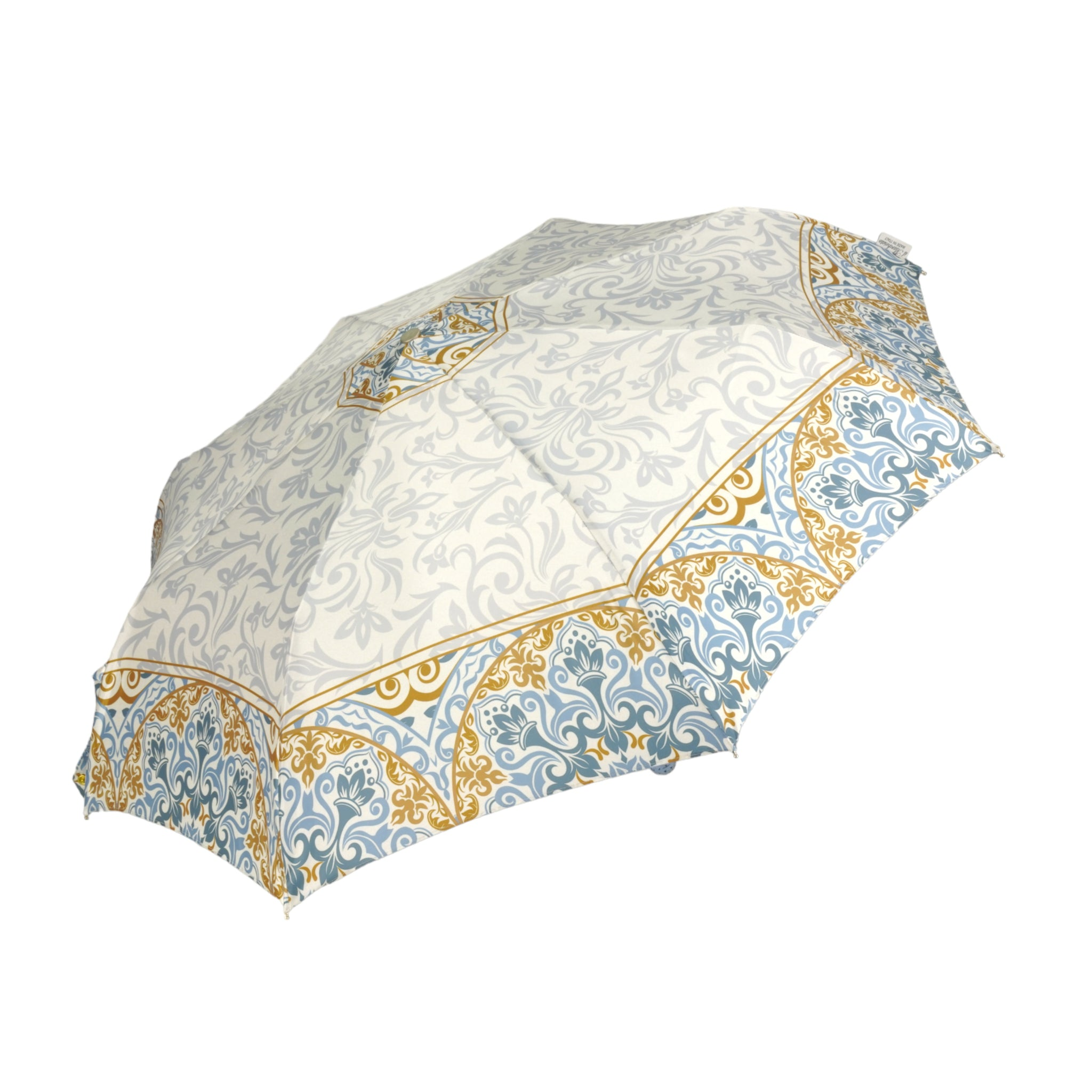 Elegant Ladies Folding Umbrella with Gold-Plated Handle and Crystals