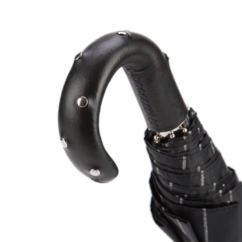 Folding Umbrella with Studded Leather Handle – Automatic Opening