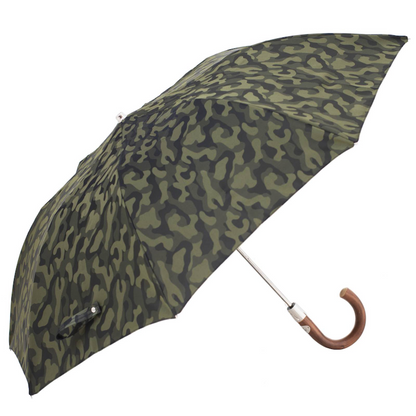 Camouflage Folding Automatic Opening Umbrella with Wooden Handle
