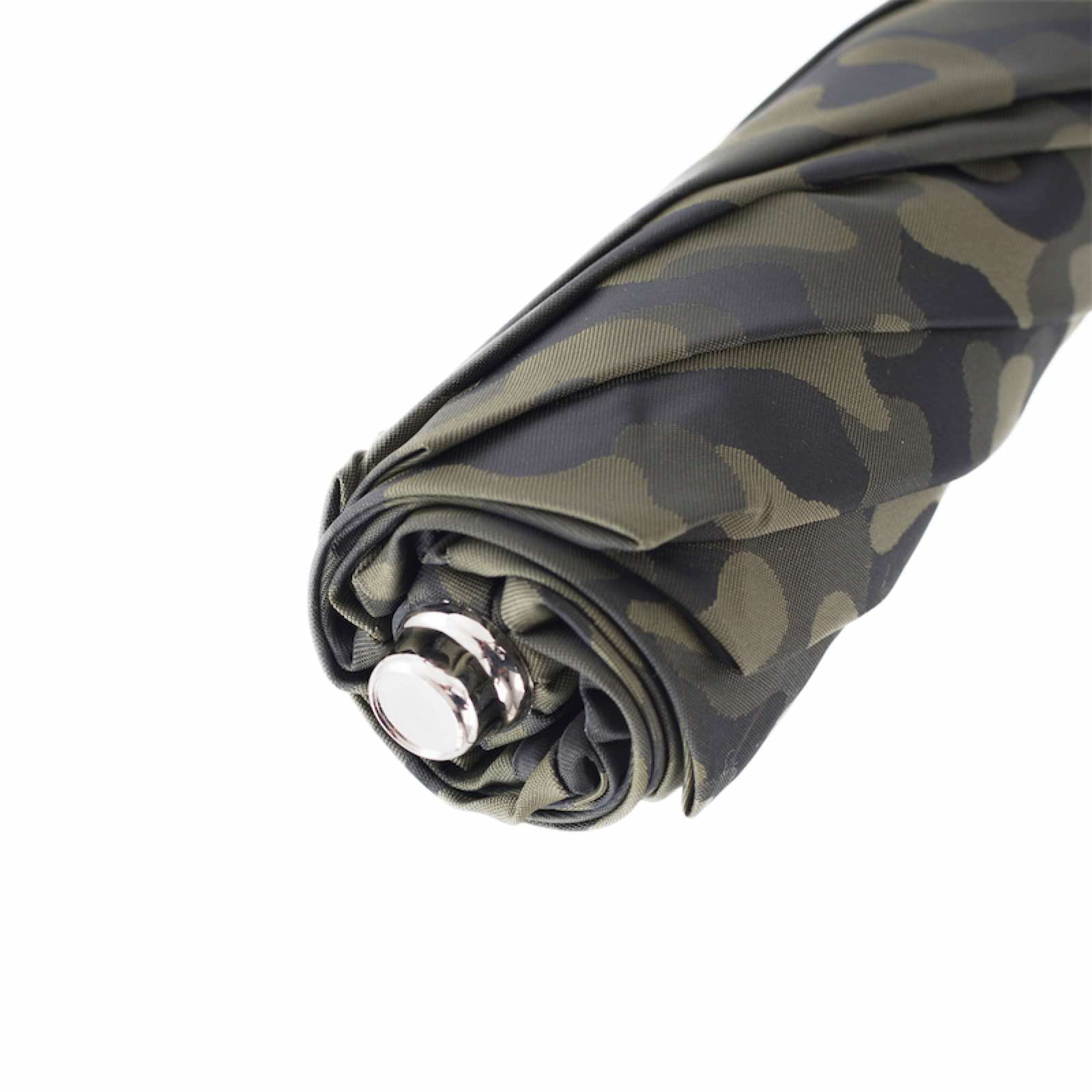Camouflage Folding Automatic Umbrella with Orange Leather Handle