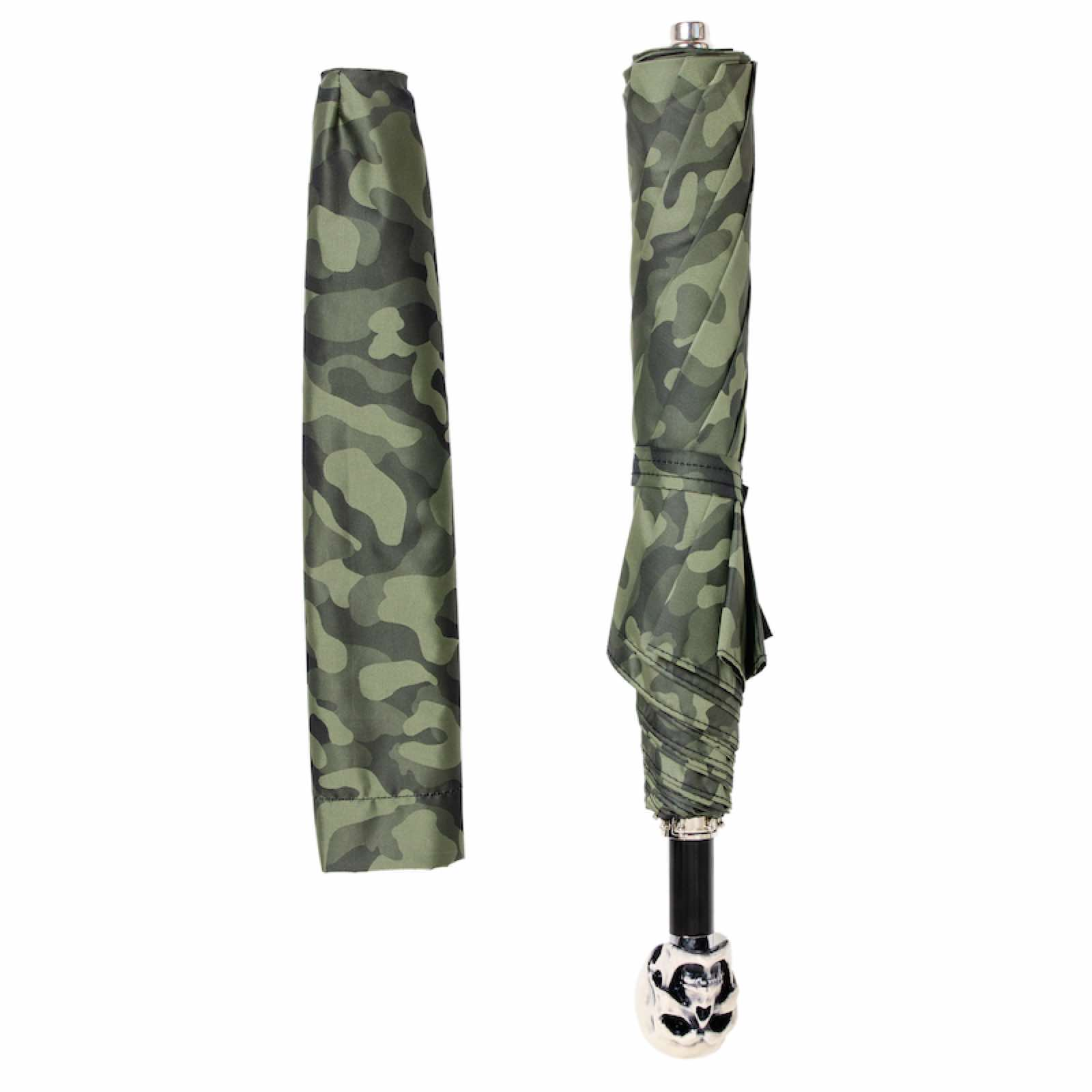 Camouflage Folding Umbrella with Skull Handle – Automatic Opening