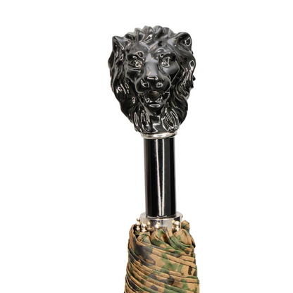 Handmade Black Lion Camouflage Folding Umbrella – Automatic Opening