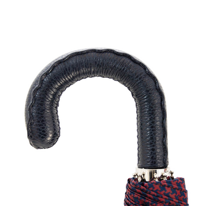 Red and Navy Folding Automatic Opening Umbrella – Handmade in Italy