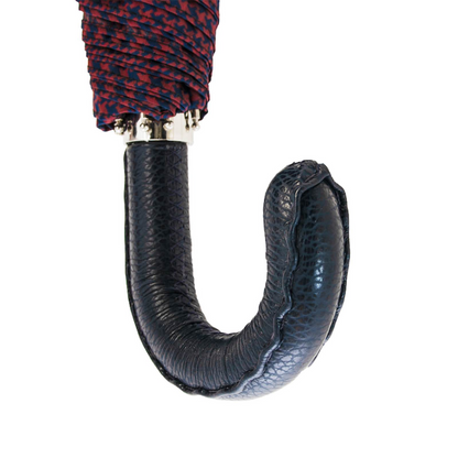 Red and Navy Folding Automatic Opening Umbrella – Handmade in Italy