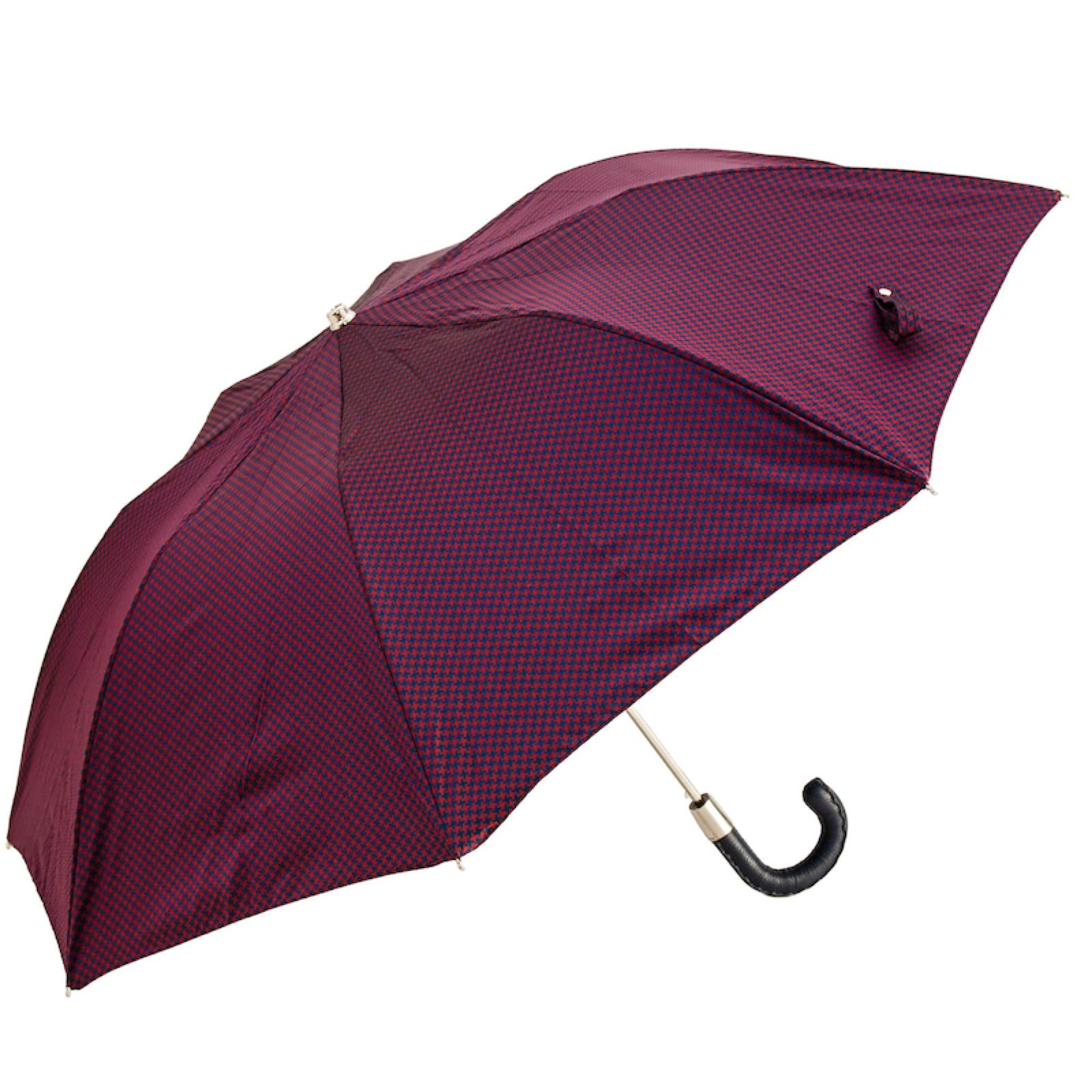 Red and Navy Folding Automatic Opening Umbrella – Handmade in Italy
