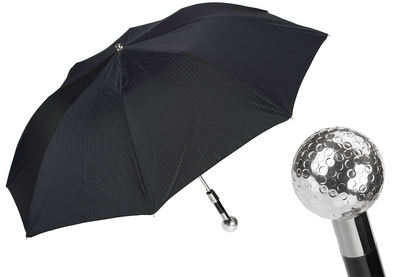 Designer Silver Golf Ball Folding Automatic Opening Umbrella