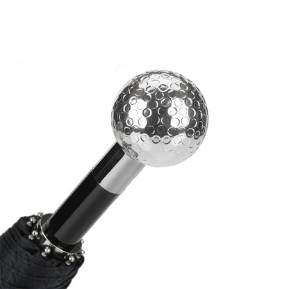 Designer Silver Golf Ball Folding Automatic Opening Umbrella