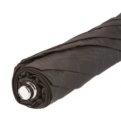 Brown Check Umbrella with Leather Handle – Automatic Opening