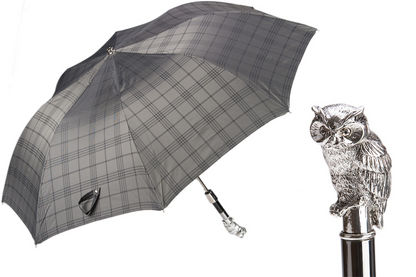 Silver Owl Folding Automatic Opening Umbrella – Handmade in Italy
