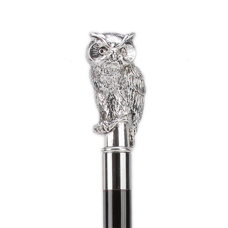 Silver Owl Folding Automatic Opening Umbrella – Handmade in Italy