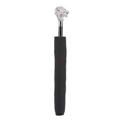 Silver Lion Folding Umbrella – Automatic Opening, Handmade in Italy