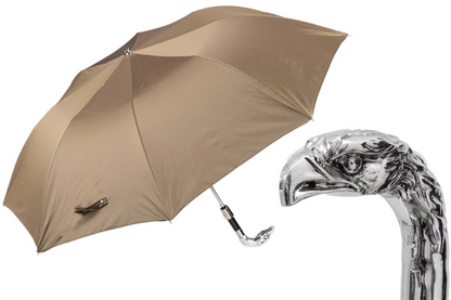 Silver Eagle Folding Automatic Opening Umbrella – Handmade in Italy