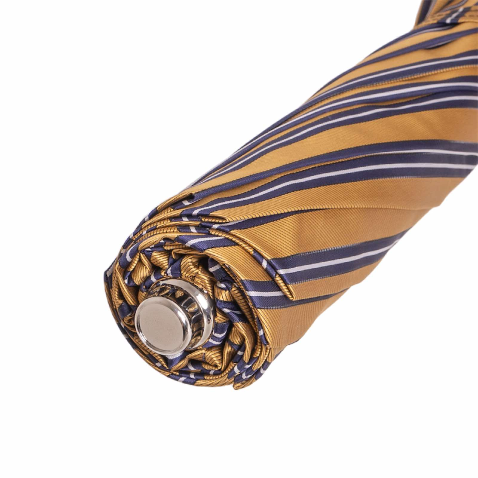 Striped Ocher Folding Automatic Opening Umbrella – Handmade in Italy