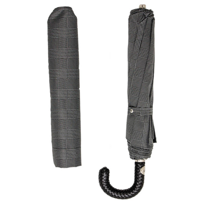 Folding Umbrella with Braided Leather Handle – Automatic Opening