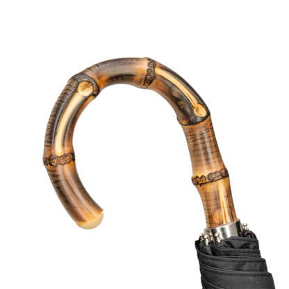 Folding Black Umbrella with Whangee Handle – Automatic Opening