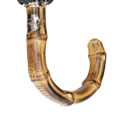 Folding Black Umbrella with Whangee Handle – Automatic Opening