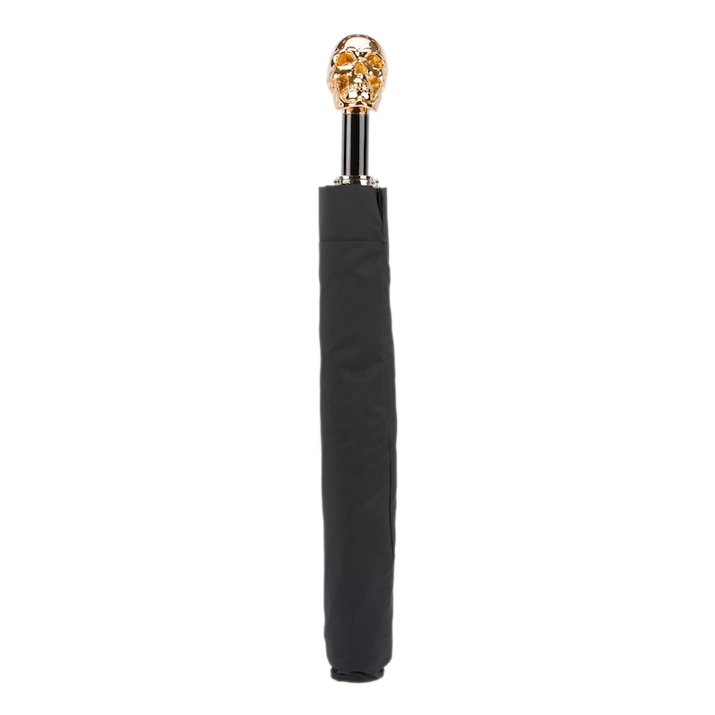 Chic Gold Skull Folding Automatic Opening Umbrella – Handmade in Italy