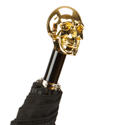 Chic Gold Skull Folding Automatic Opening Umbrella – Handmade in Italy