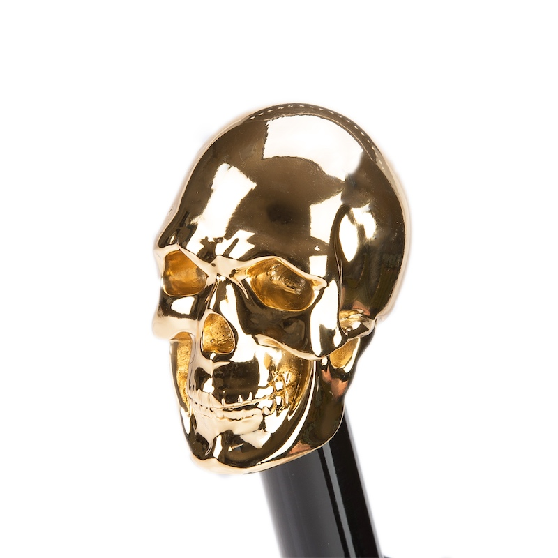 Chic Gold Skull Folding Automatic Opening Umbrella – Handmade in Italy