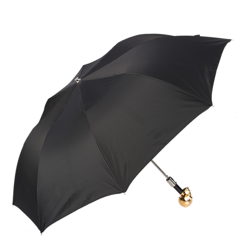 Chic Gold Skull Folding Automatic Opening Umbrella – Handmade in Italy