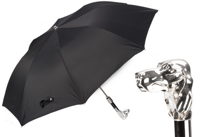 Silver Dog Folding Automatic Opening Umbrella – Handmade in Italy