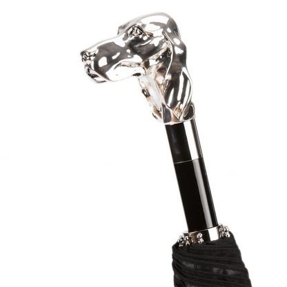 Silver Dog Folding Automatic Opening Umbrella – Handmade in Italy