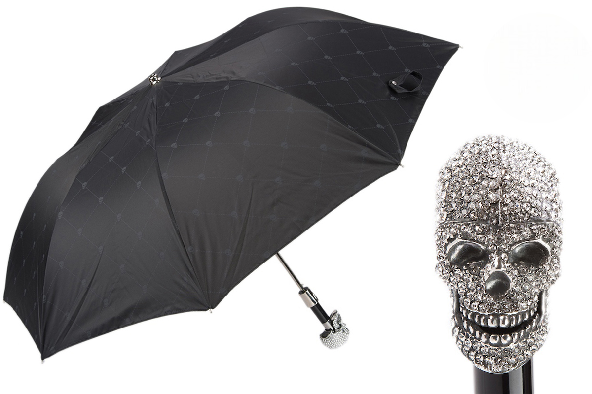 Swarovski Skull Folding Automatic Opening Umbrella – Handmade in Italy