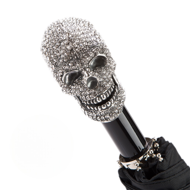 Swarovski Skull Folding Automatic Opening Umbrella – Handmade in Italy