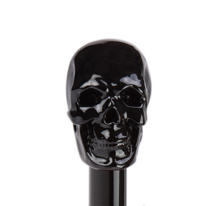 Red Folding Umbrella with Carbonised Skull Handle – Automatic Opening