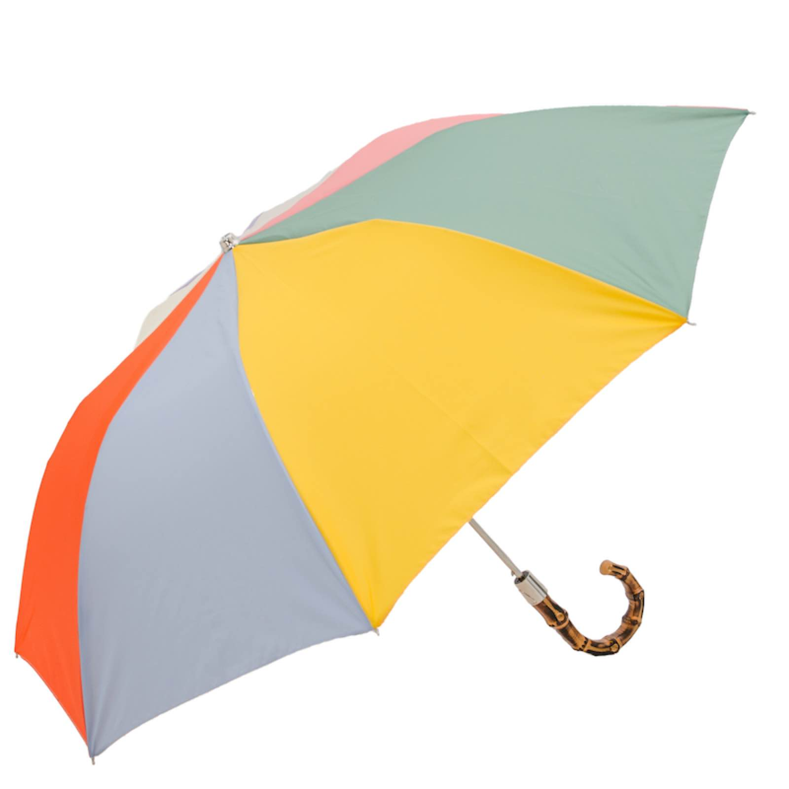 Rainbow Folding Umbrella with Bamboo Handle – Automatic Opening