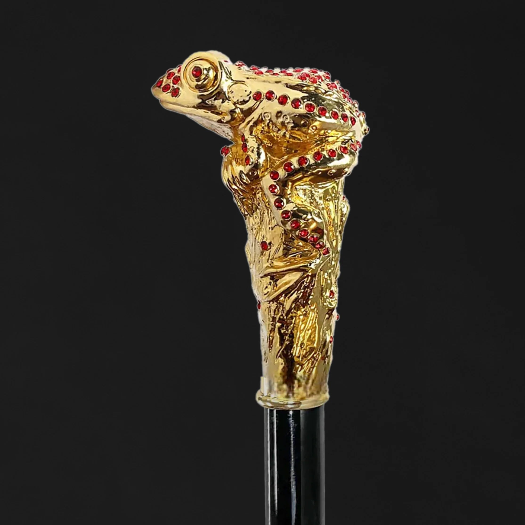 Luxury Gold Frog Walking Cane – 24K Gold-Plated with Swarovski Crystals
