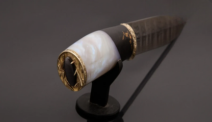 Handmade Damascus Steel Knife with Cat’s Eye Stone Inlay