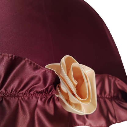 Frilly Burgundy Rose Folding Umbrella – Elegant and Handmade in Italy