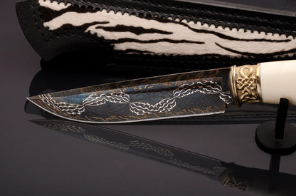 Limited Edition Collectible Knife – Mosaic Damascus and Walrus Ivory