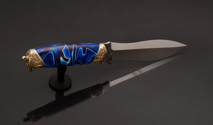Unique Handmade Steel Knife with Acrylic Handle and Leather Sheath - Elegant Knives