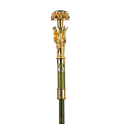 Chic Dark Green Luxury Umbrella with Exclusive 24K Crocodile Handle