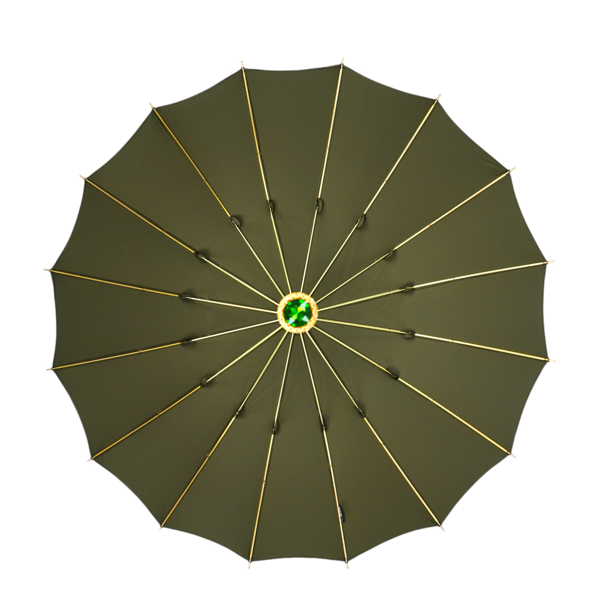 Chic Dark Green Luxury Umbrella with Exclusive 24K Crocodile Handle