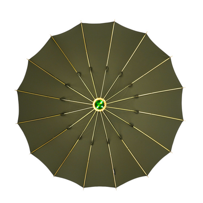 Chic Dark Green Luxury Umbrella with Exclusive 24K Crocodile Handle