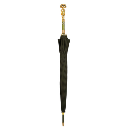 Chic Dark Green Luxury Umbrella with Exclusive 24K Crocodile Handle