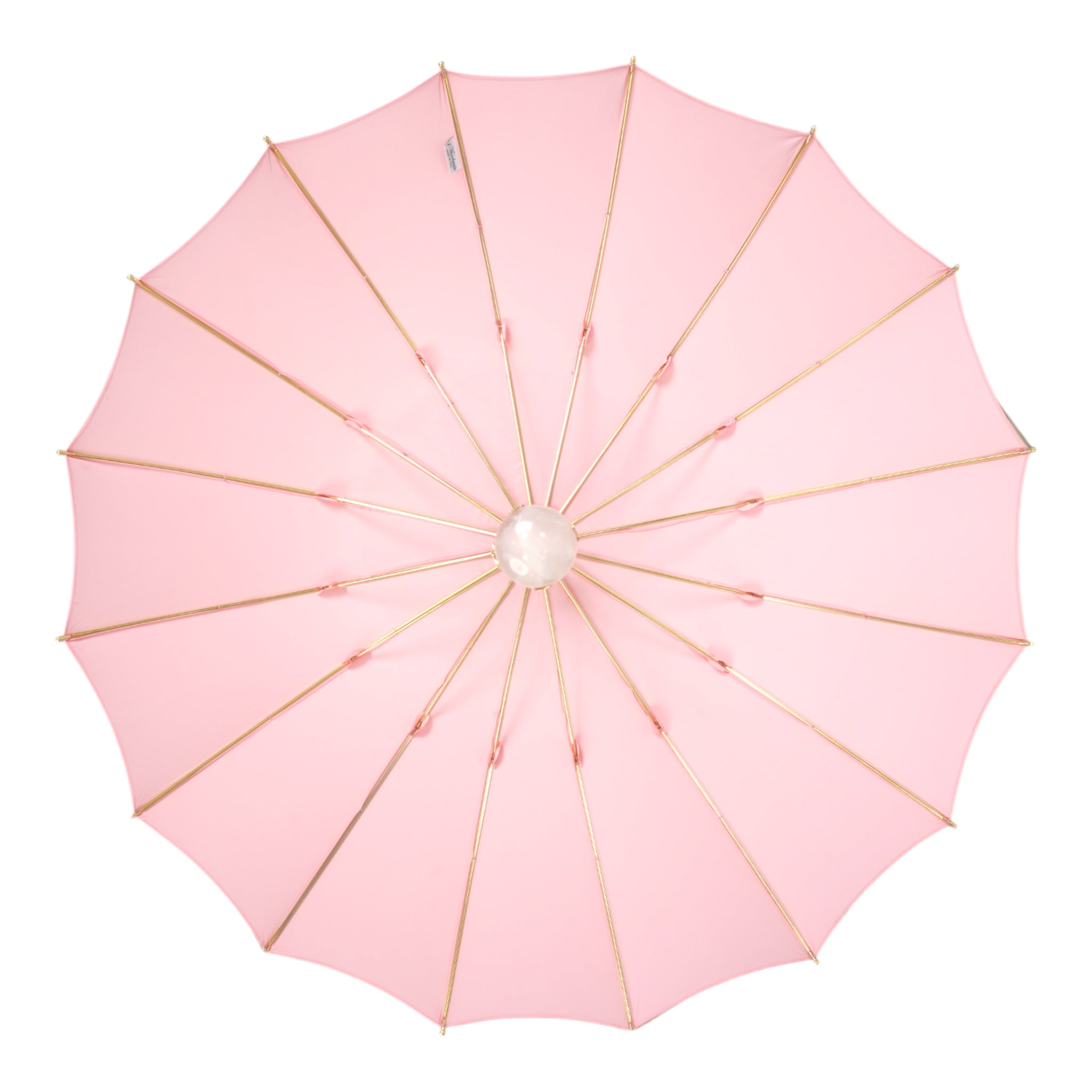 Limited Edition 24K Gold Handle Genuine Quartz Accent Pink Umbrella