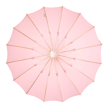Limited Edition 24K Gold Handle Genuine Quartz Accent Pink Umbrella