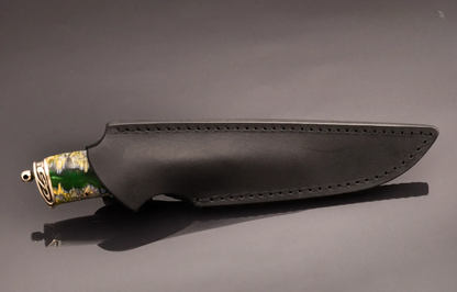 Handmade Custom Knife – Steel Blade, Hybrid Handle, Leather Sheath - Elegant Knives