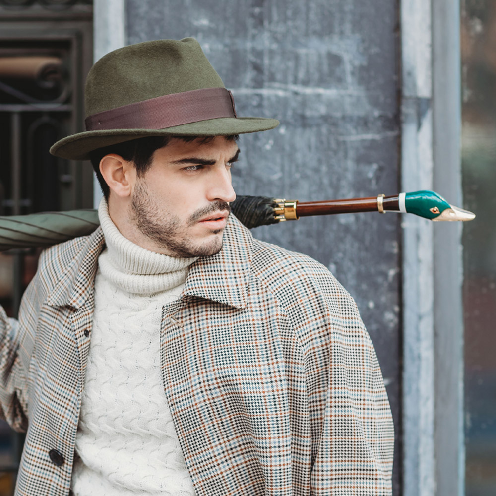 Mallard Umbrella with Enameled Brass Handle – Handmade in Italy