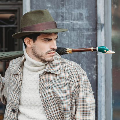 Mallard Umbrella with Enameled Brass Handle – Handmade in Italy