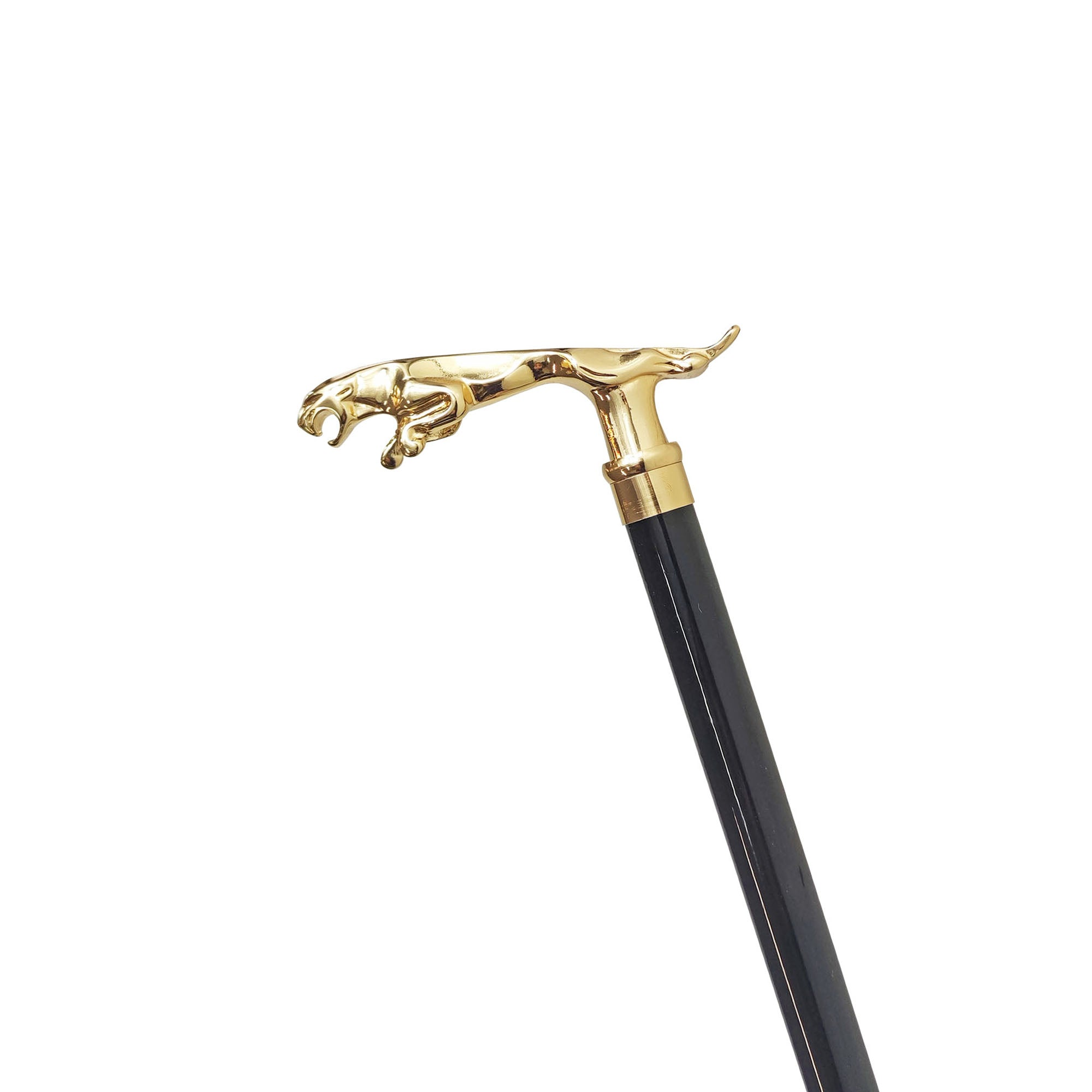 24K Goldplated Jaguar Walking Stick – Handmade Italian Masterpiece