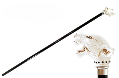 Swarovski-Embellished Walking Stick Cane Lacquered in an Ivory Color