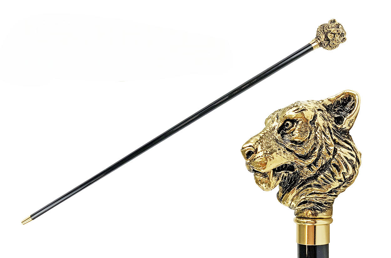 Exclusive 24K Gold-Plated Tiger Walking Stick – Handcrafted in Italy