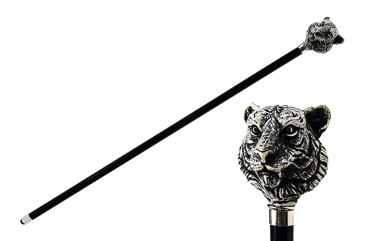 Exclusive Hand-Painted Tiger Walking Cane – Handmade in Italy
