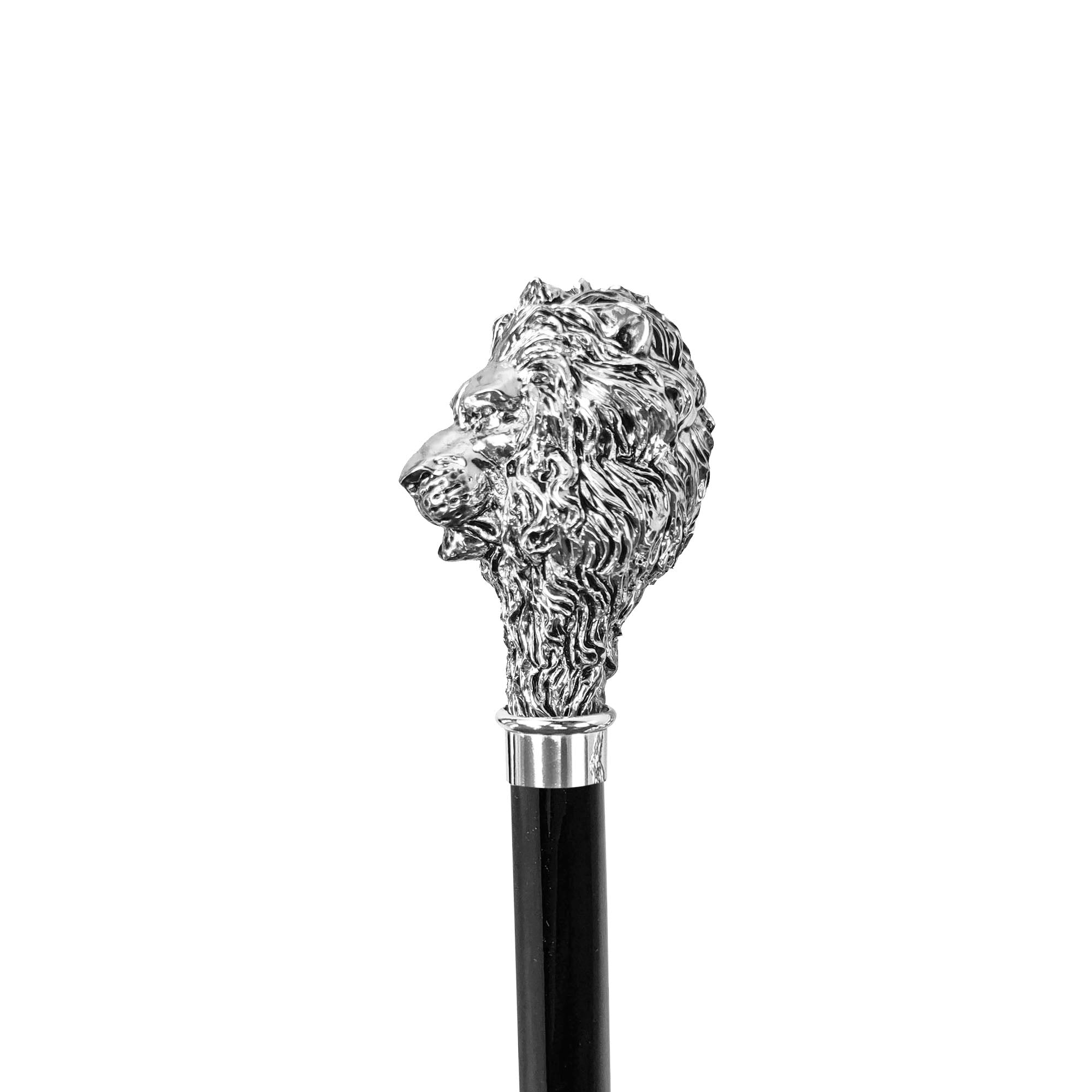 925 Silver-Plated Lion Walking Stick – Handcrafted Italian Masterpiece